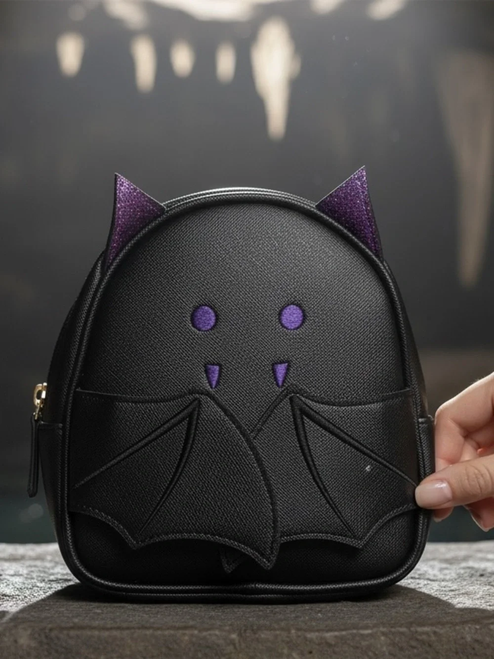 Bath & Bodyworks Bat Cosmetics bag featuring snap open close wings